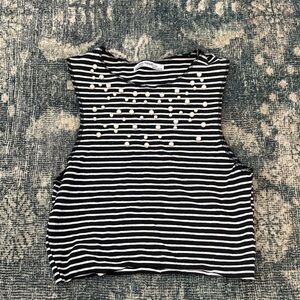 Zara Monochrome Striped Crop Top with Dotted Detail